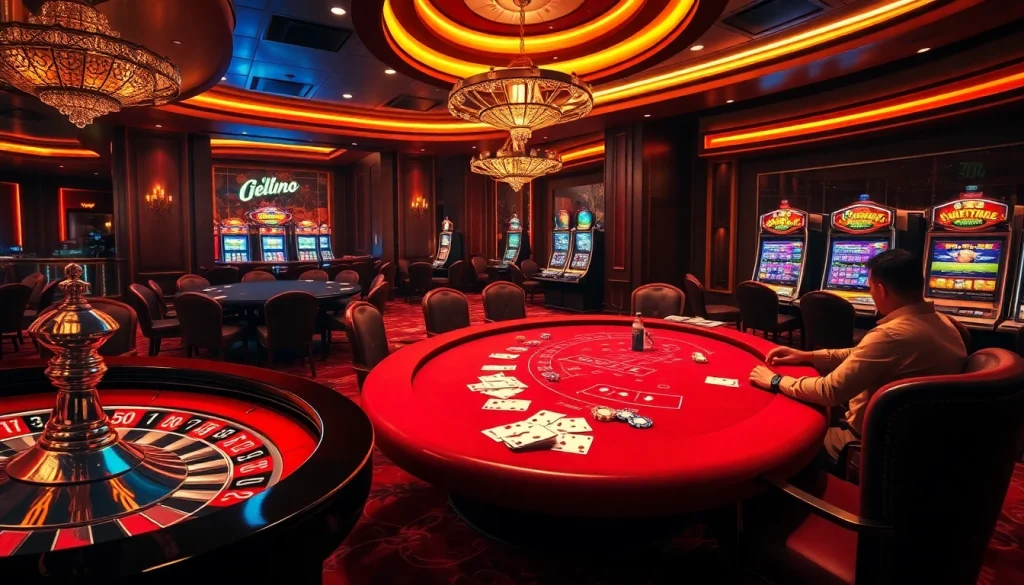 Experience the excitement of gambling at https://tobet88vn.com/ with players enjoying high-stakes poker and vibrant slot machines.