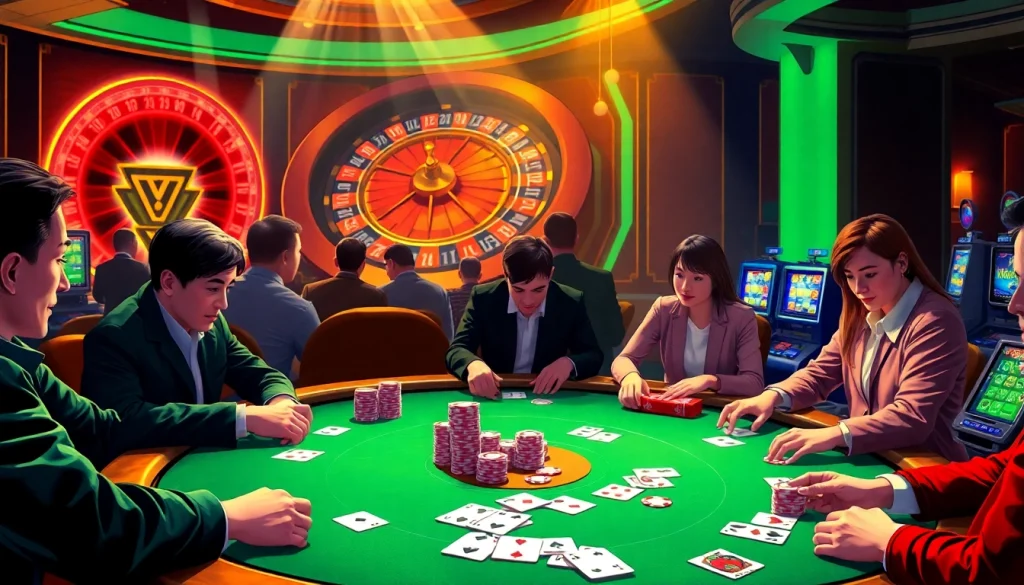 Experience the thrilling atmosphere of casino gaming at https://vuabai9bet.com/ with exciting poker games and vibrant slot machines.
