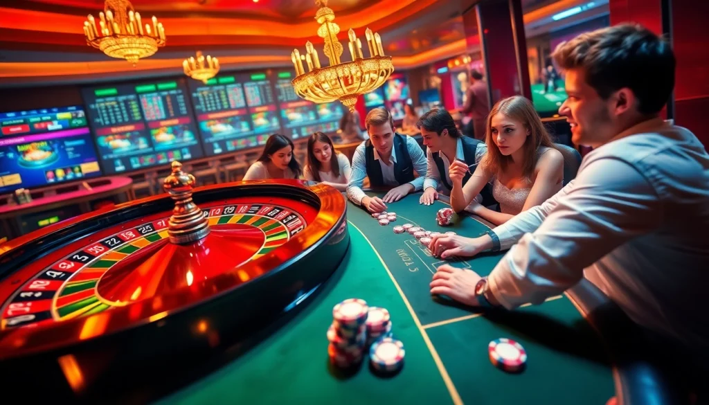 Explore giải mã nhà cái with thrilling roulette action and engaging poker gameplay in a vibrant casino setting.